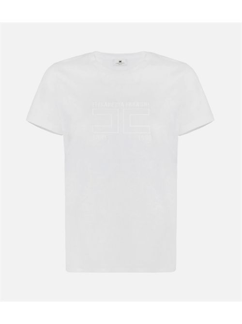 T-SHIRT WITH EMBROIDERED LOGO ELISABETTA FRANCHI | MA71G61E2270 gesso